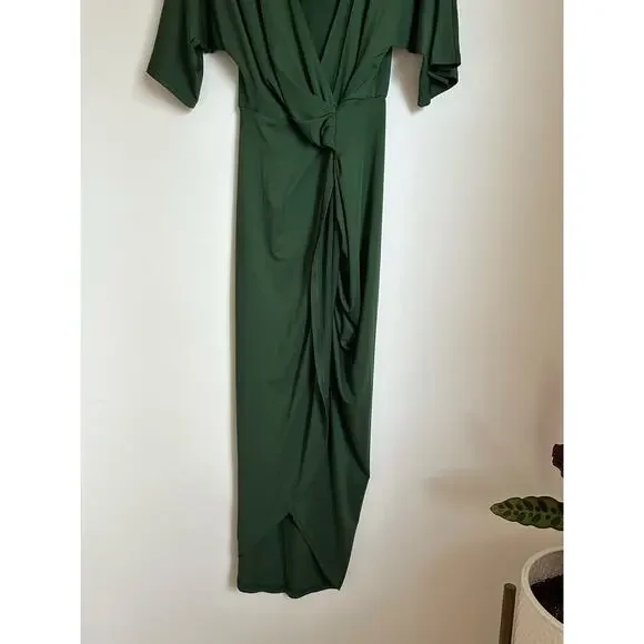 Baltic Born Solana ruched hunter green wrap 3/4 sleeve dress size Medium NWT - Picture 8 of 10